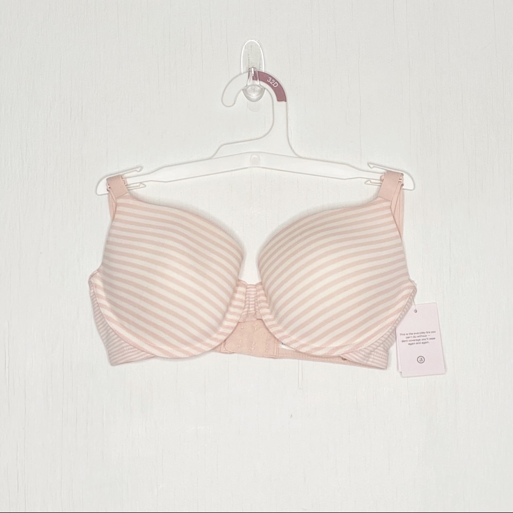 Auden The Everyday Bra Pink and White Stripe Size 32D New with Tags